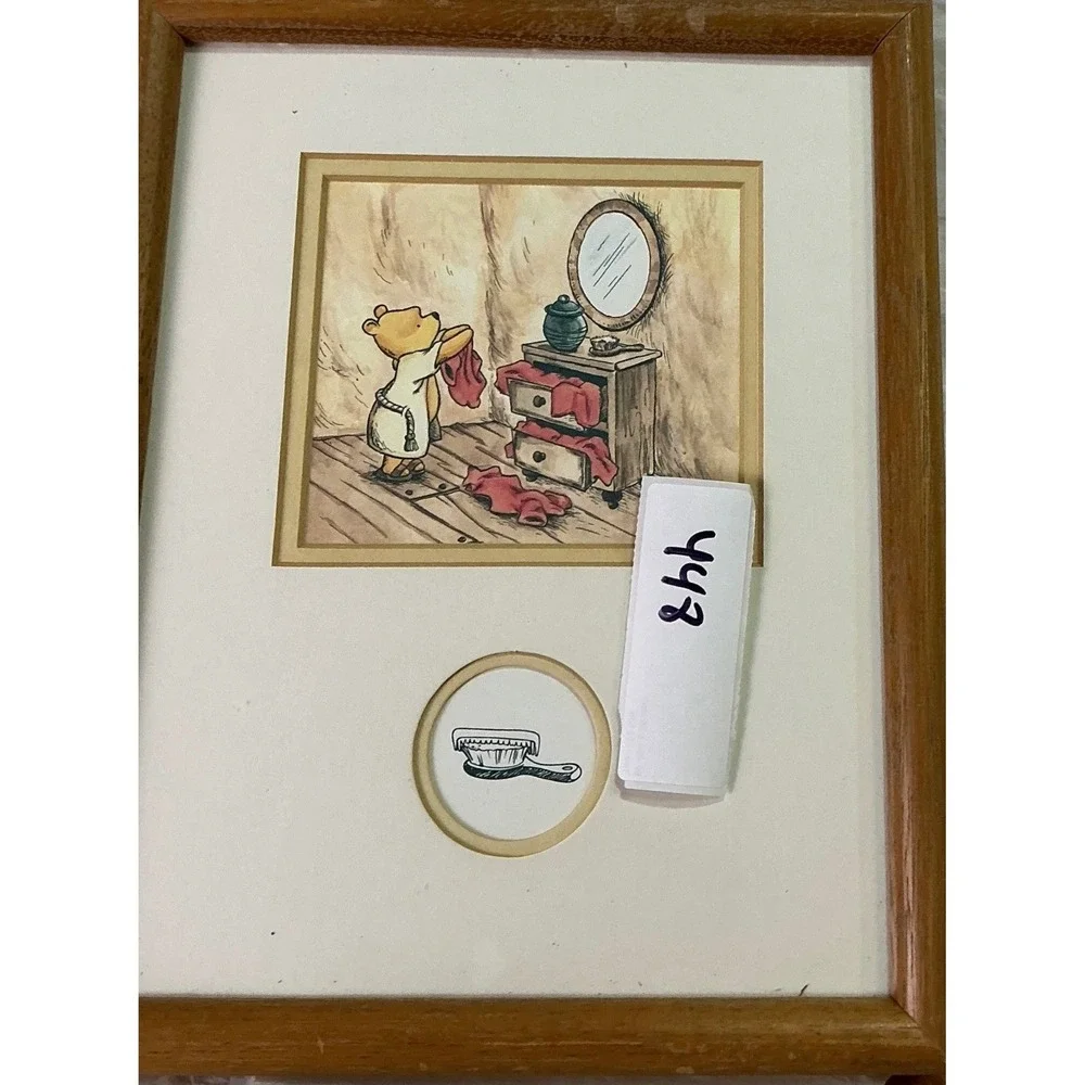 Disney Classic Pooh Framed Wall Art Set Christopher Robin Winnie the Pooh 2 Pc